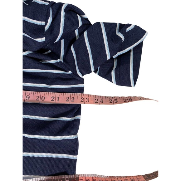 Peter Millar Summer Comfort Polo Men's Size Large With Pale Blue & Navy Stripe - Picture 5 of 7